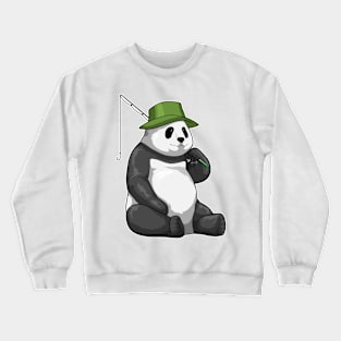 Panda at Fishing with Fishing rod Crewneck Sweatshirt